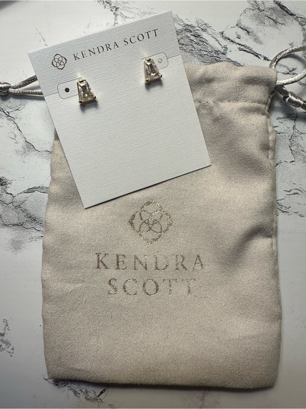 Kendra Scott Clear Crystal Triangle Stud Earrings in Gold